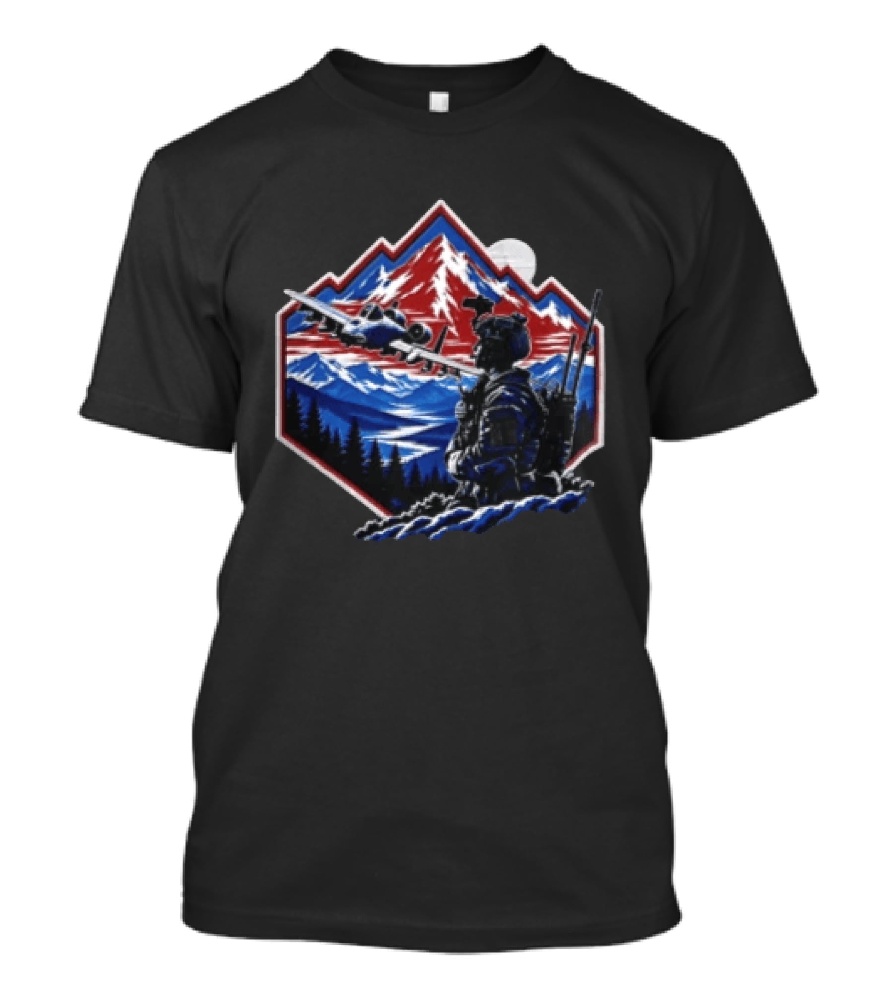 Soldier Ing A10 Warthog Fly Over Mountain Landscape T-Shirt