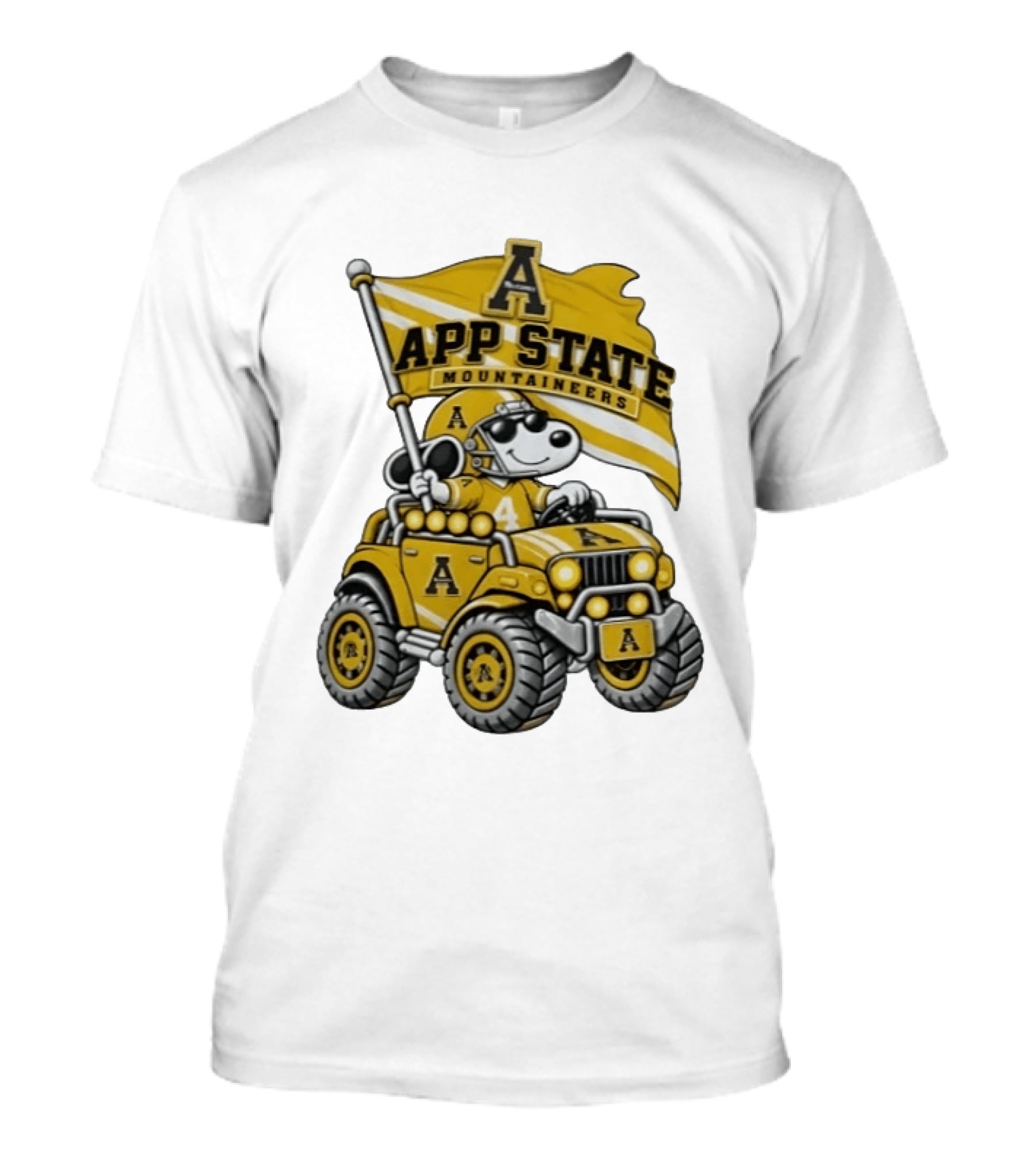 App State Mountaineers NCAA Football Snoopy Driving Offroad Vehicle T-Shirt