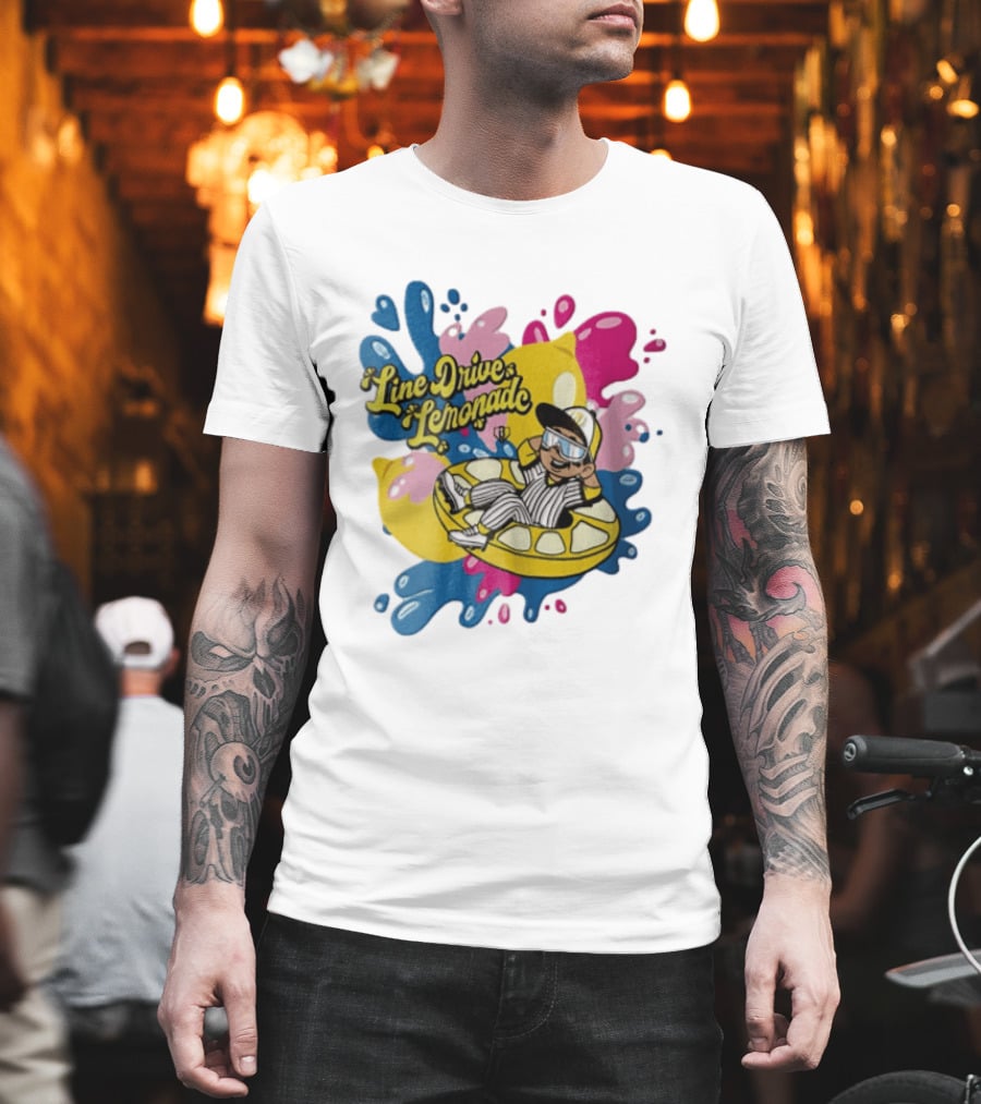 Line Drive Lemonade Summer Baseball Kid On Lemon Float Pop T-Shirt