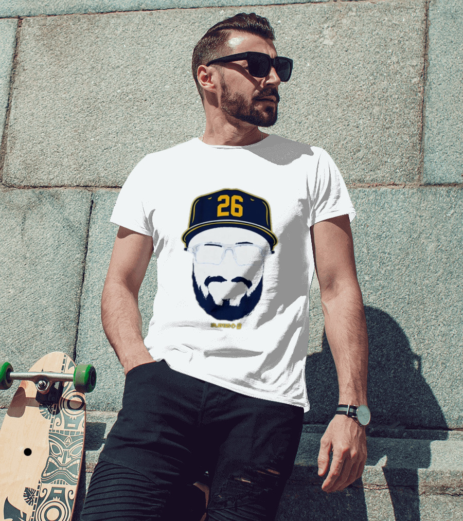 Milwaukee Brewers Aaron Ashby 26 Blank Face Players 8 T-Shirt
