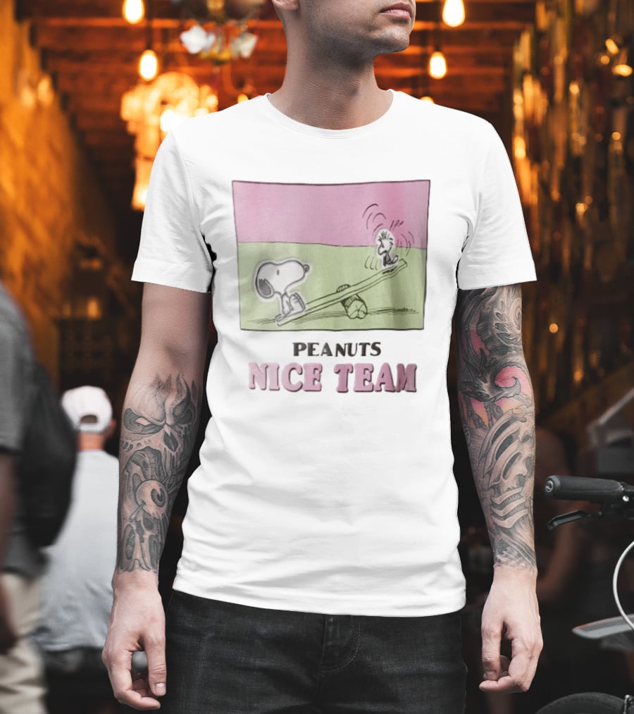 Peanuts Nice Team Snoopy Woodstock Seesaw Cartoon T-Shirt