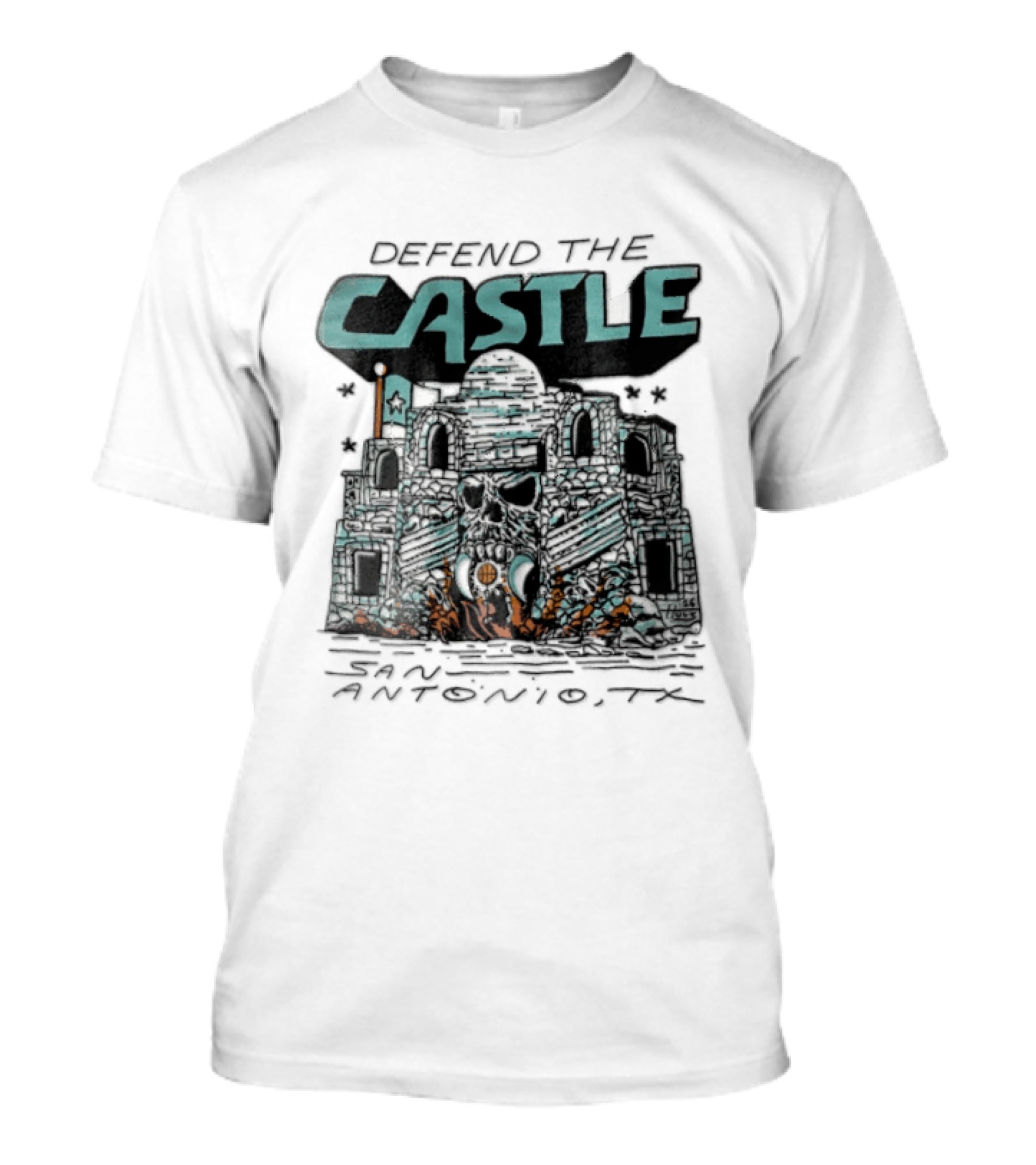 Defend The Castle San Antonio Spurs Castle Fortress Basketball Skulls T-Shirt