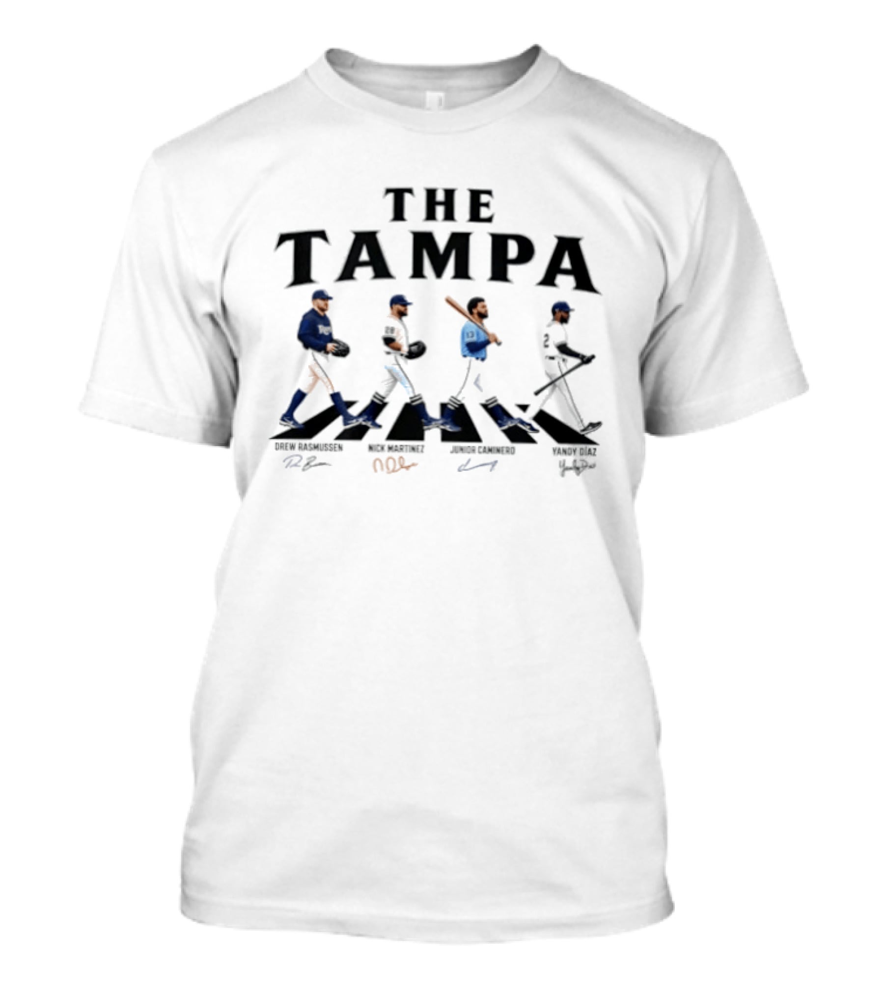 Tampa Bay Rays Walking Baseball Abbey Road Players Signatures T-Shirt