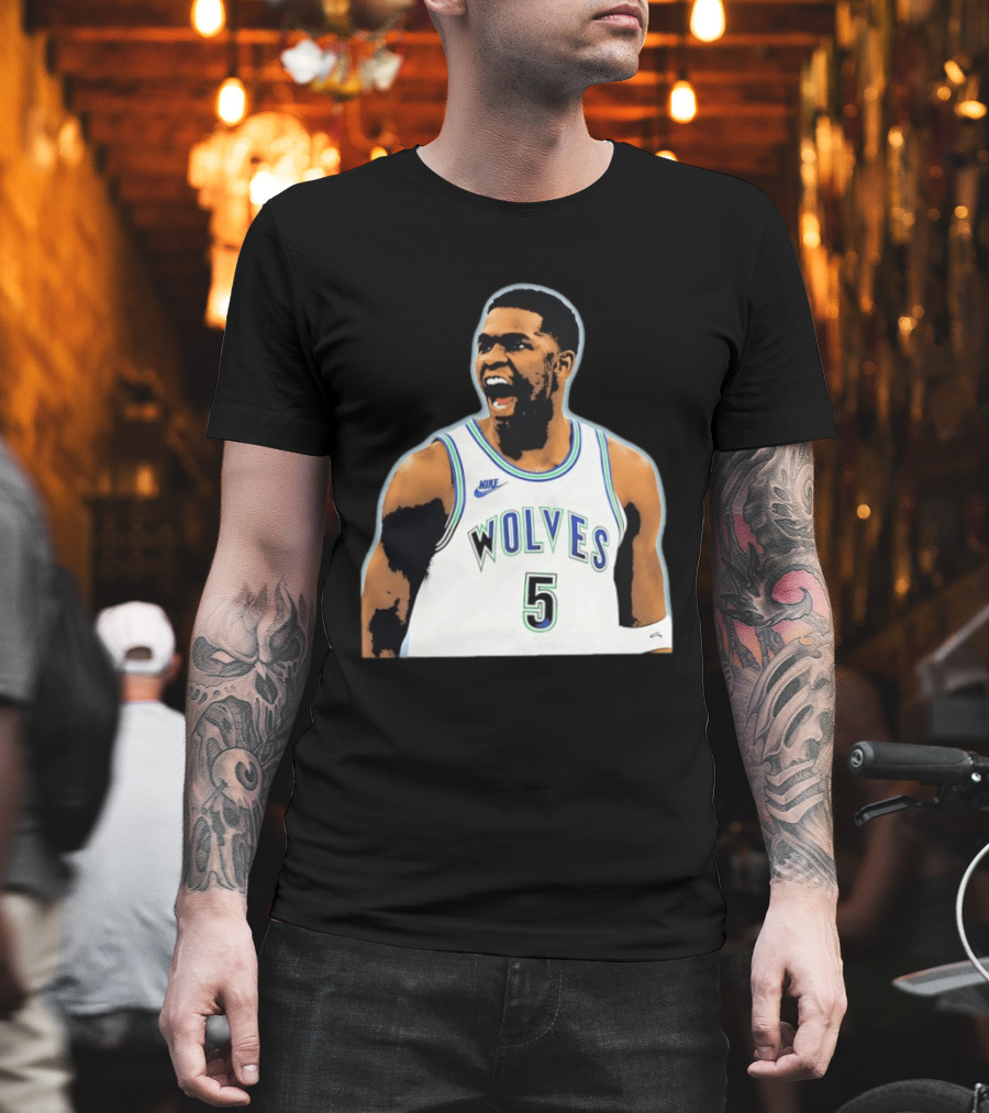 Anthony Edwards Minnesota Timberwolves Number 5 Roaring Nike Wolves T-Shirt