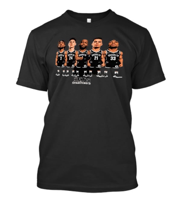 Brooklyn Nets Starting 5 2026 27 Players Cartoon T-Shirt