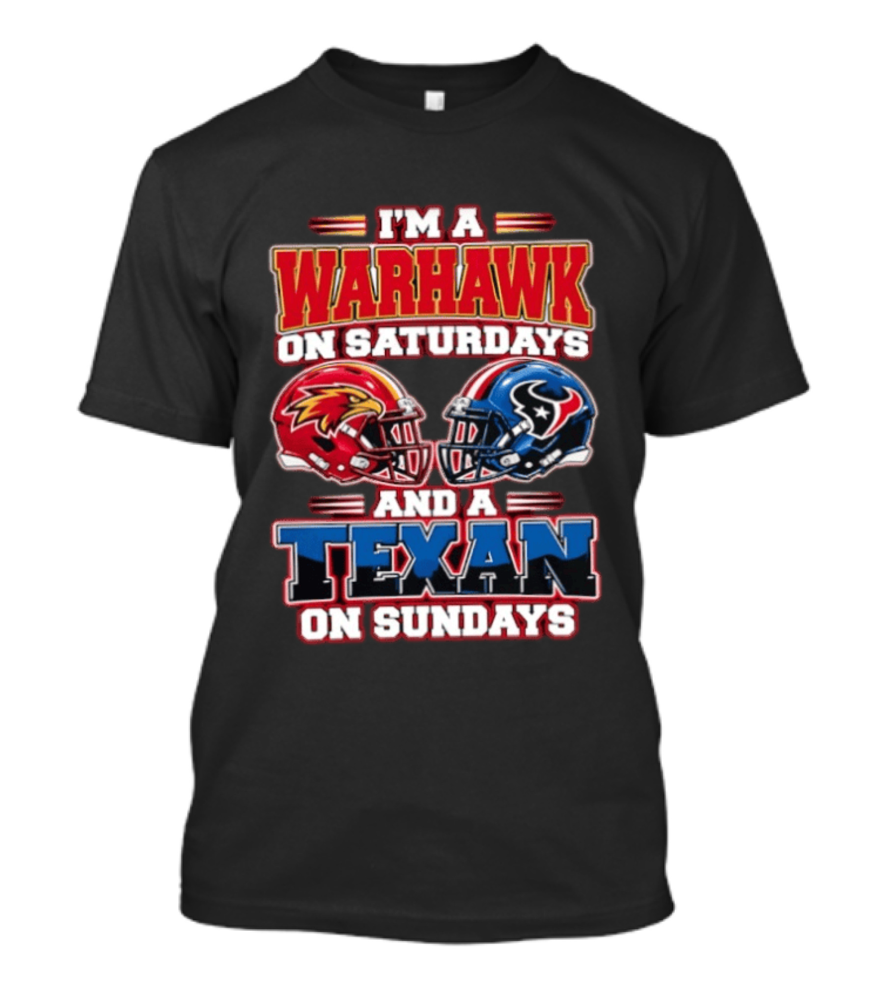 I'm A Warhawk On Saturdays And A Texan On Sundays Football Helmets T-Shirt