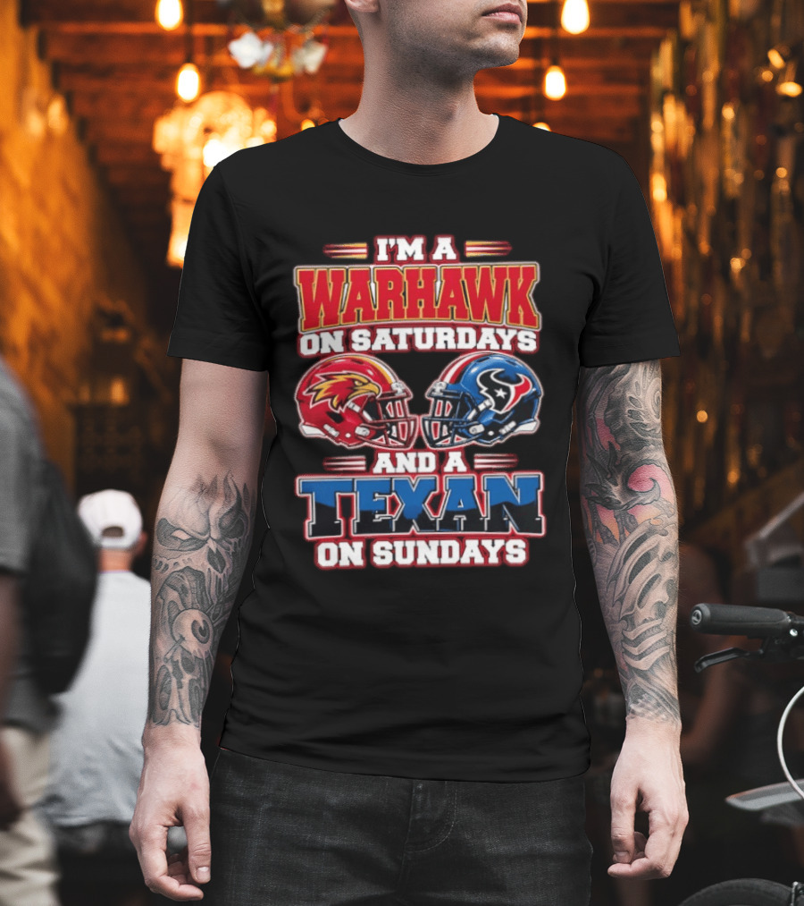 I'm A Warhawk On Saturdays And A Texan On Sundays Football Helmets T-Shirt