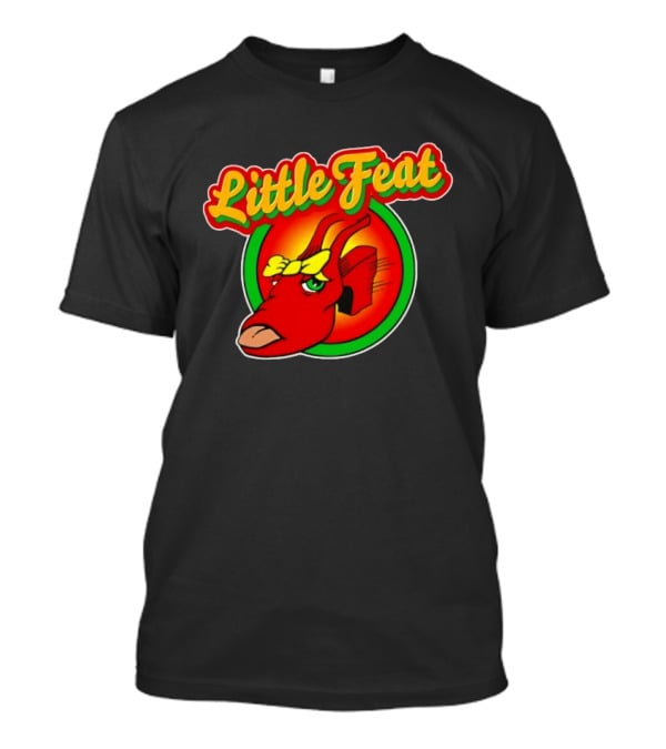 Little Feat Rock Band Cartoon Red Mule Logo Bow And Green Circle T-Shirt