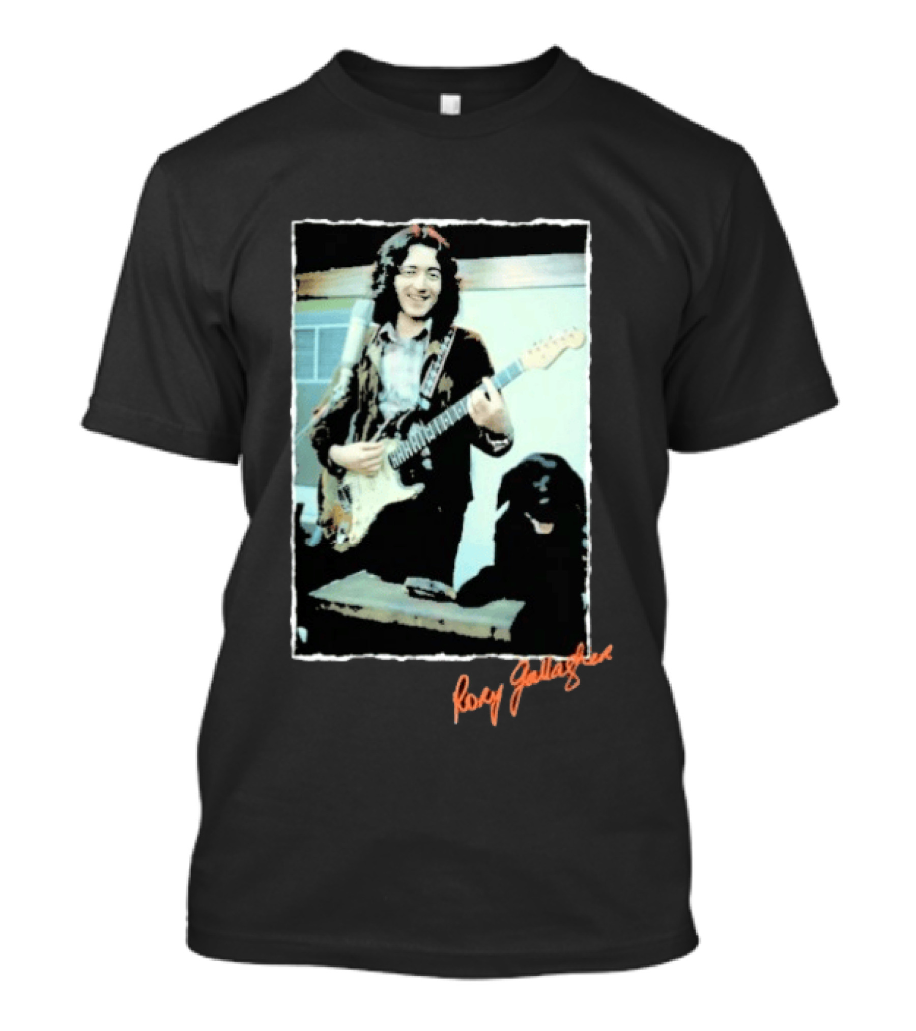 Rory Gallagher Vintage Photo With Guitar And Dog Iconic Image T-Shirt