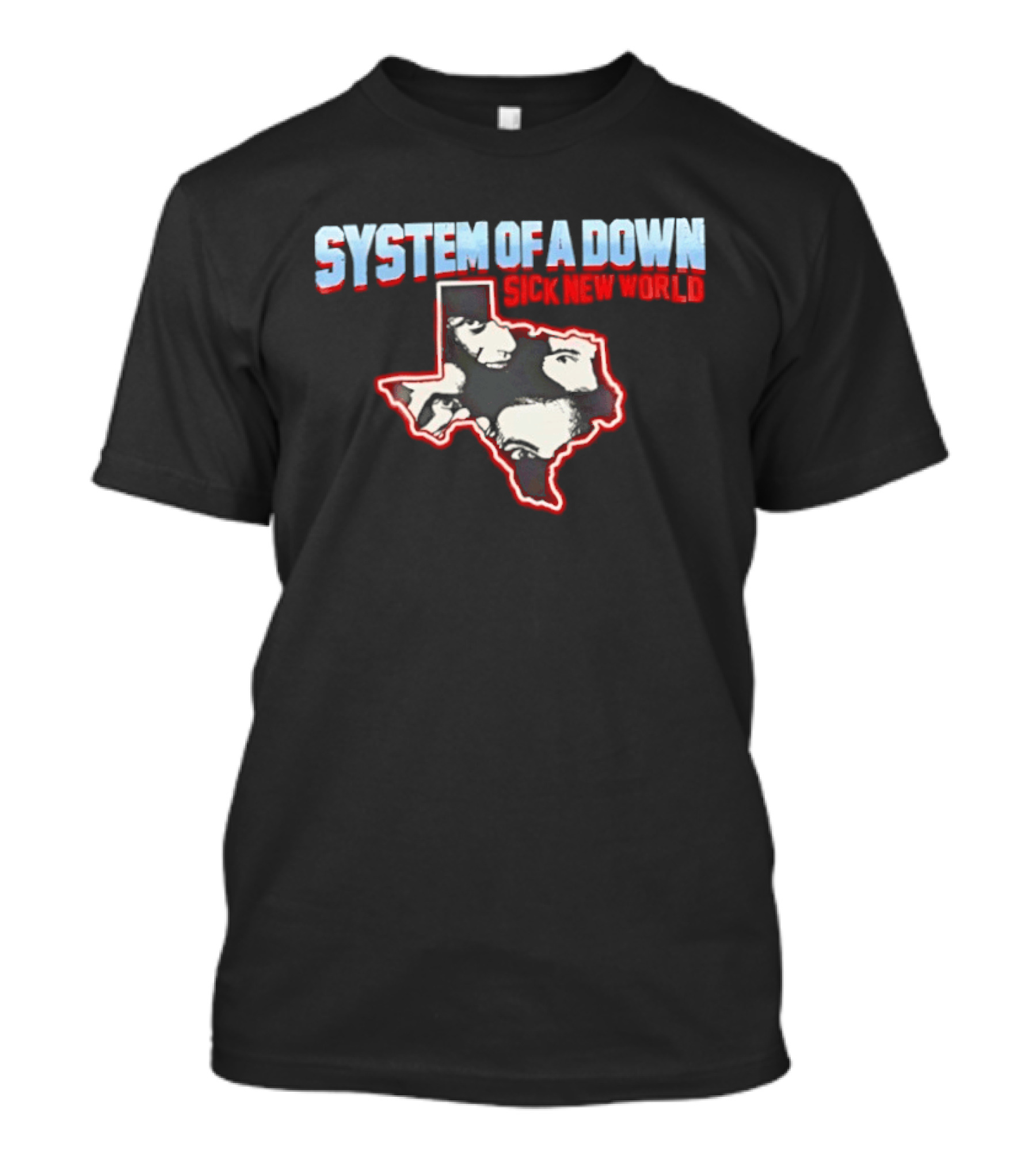 System Of A Down Sick New World Texas Tour Map With Band Photo T-Shirt