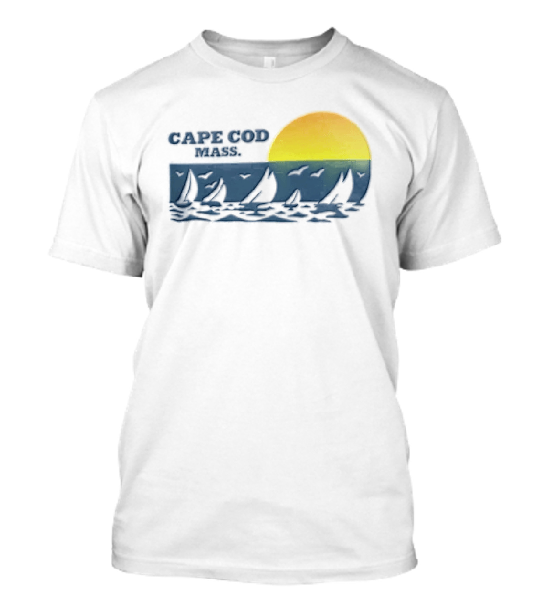 Cape COD Mass Sunset With Sailing Boats Ocean Scene T-Shirt