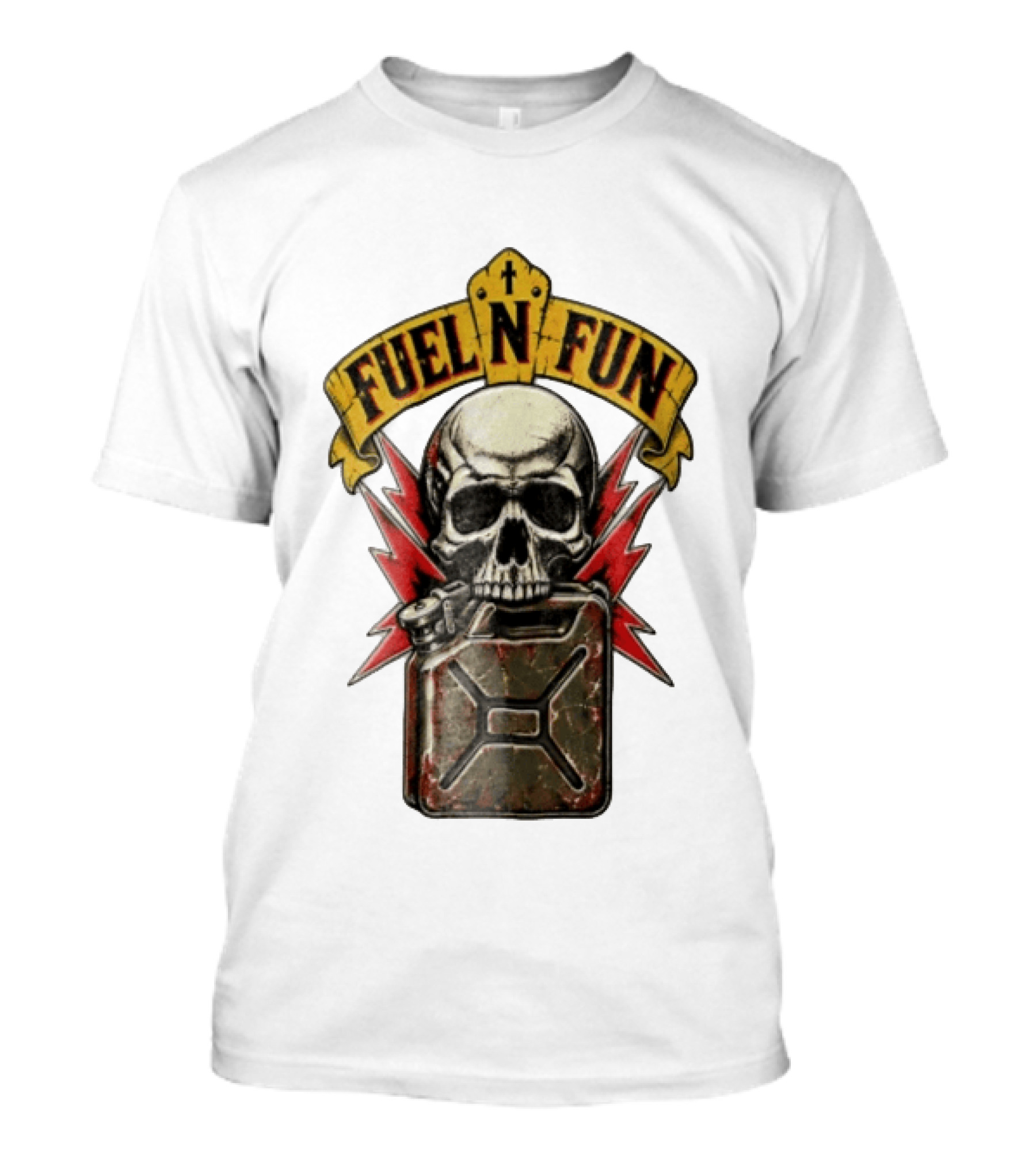 Fuel N Fun Human Skull Gas Can Lightning T-Shirt