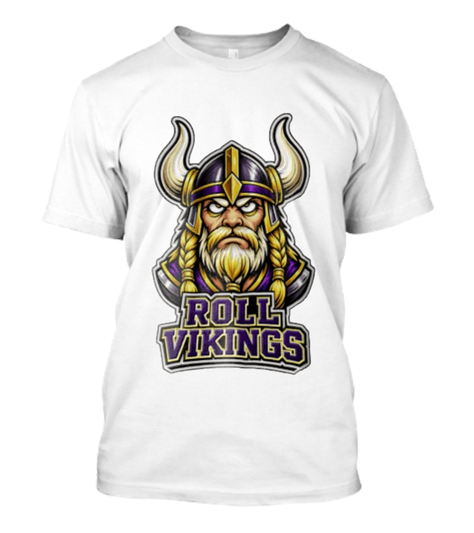 Minnesota Vikings Roll Viking Warrior Head Horned Helmet T-Shirt
