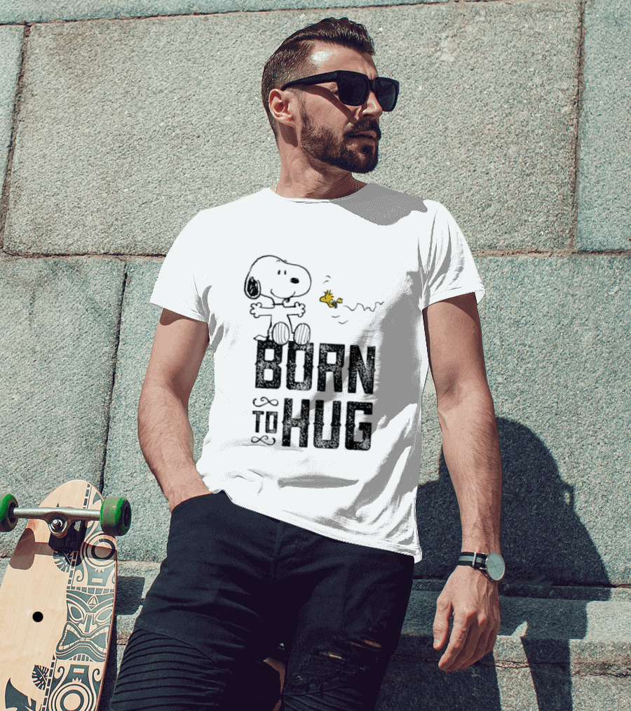 Snoopy Born To Hug With Woodstock Embrace Peanuts Characters T-Shirt