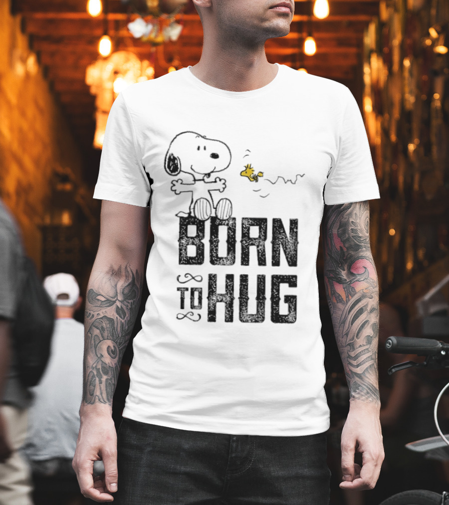 Snoopy Born To Hug With Woodstock Embrace Peanuts Characters T-Shirt