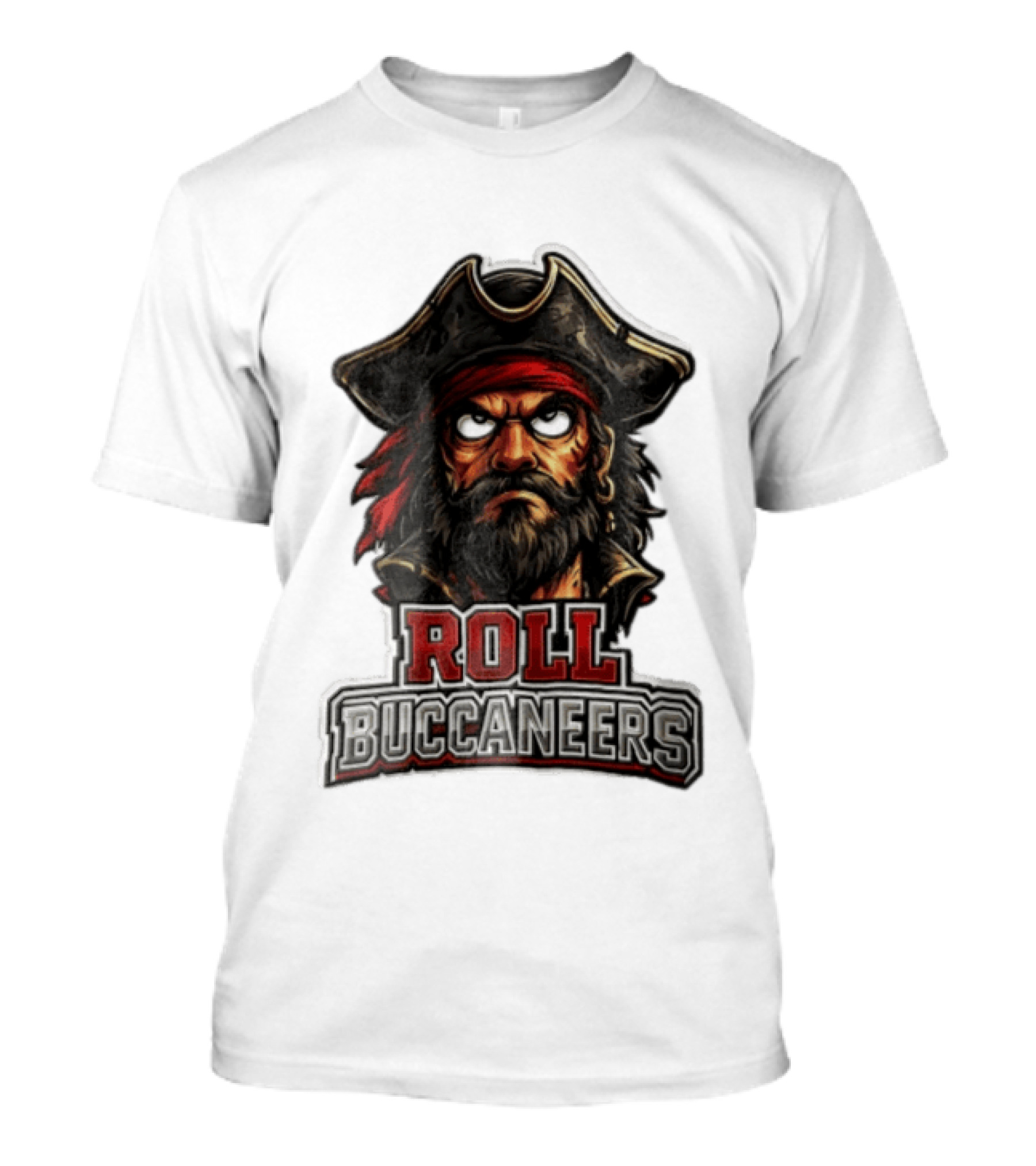 Tampa Bay Buccaneers Roll Pirate Captain Face Red Bandana T-Shirt