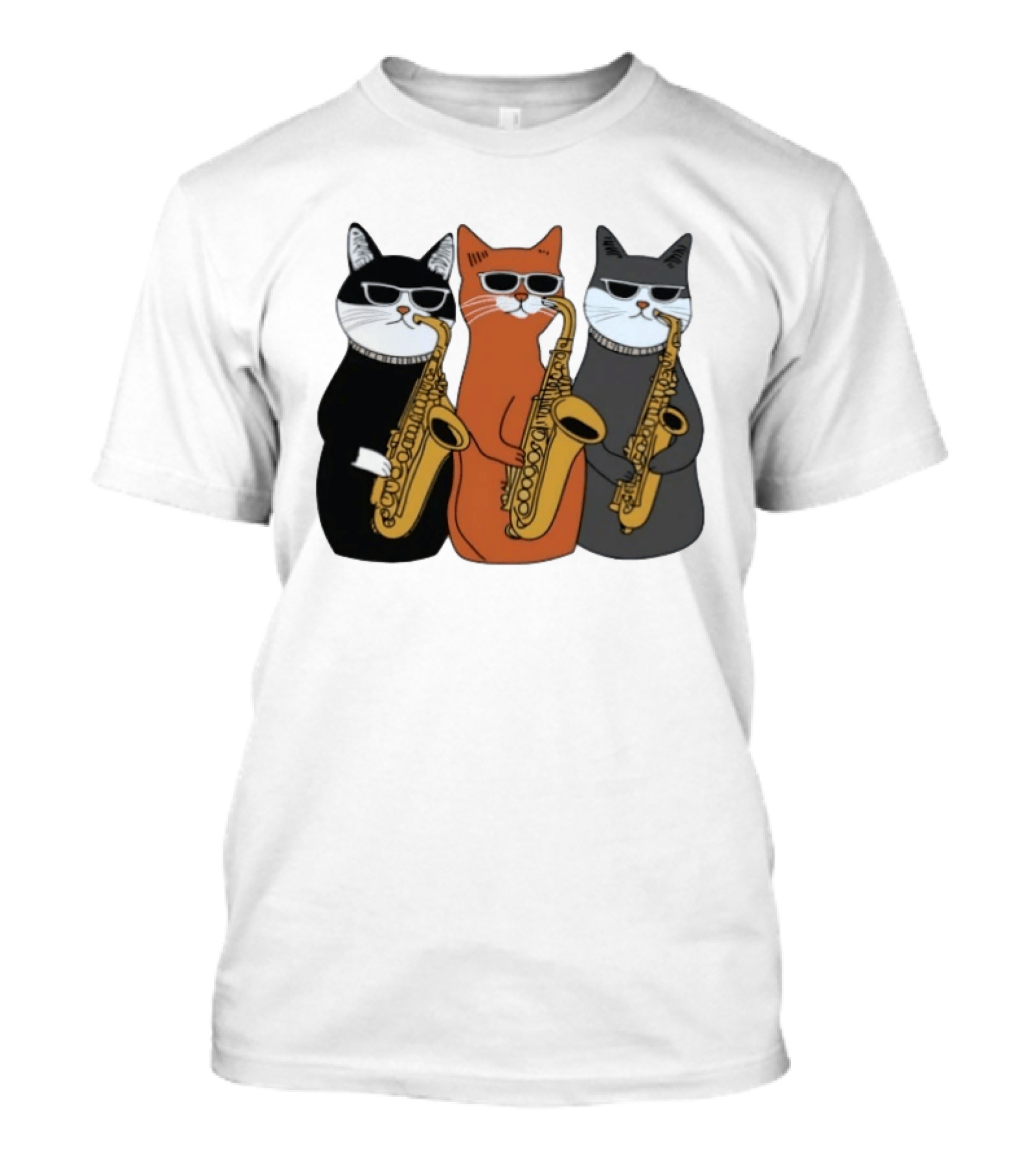 Trio Saxophone Cat Cool Jazz Cats Playing Saxophones T-Shirt