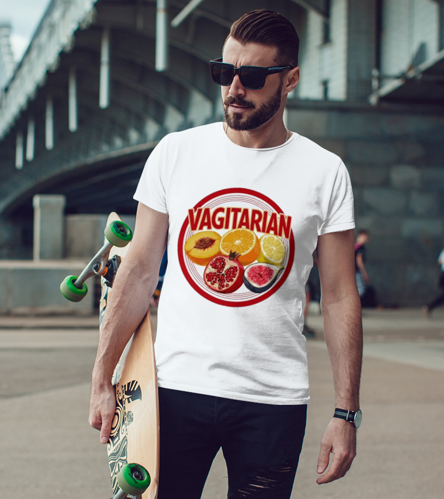 Vagitarian Pomegranate Orange Lemon Peach Fig Fruit Circle T-Shirt