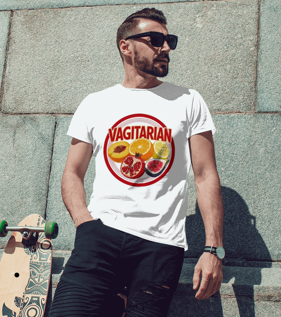 Vagitarian Pomegranate Orange Lemon Peach Fig Fruit Circle T-Shirt