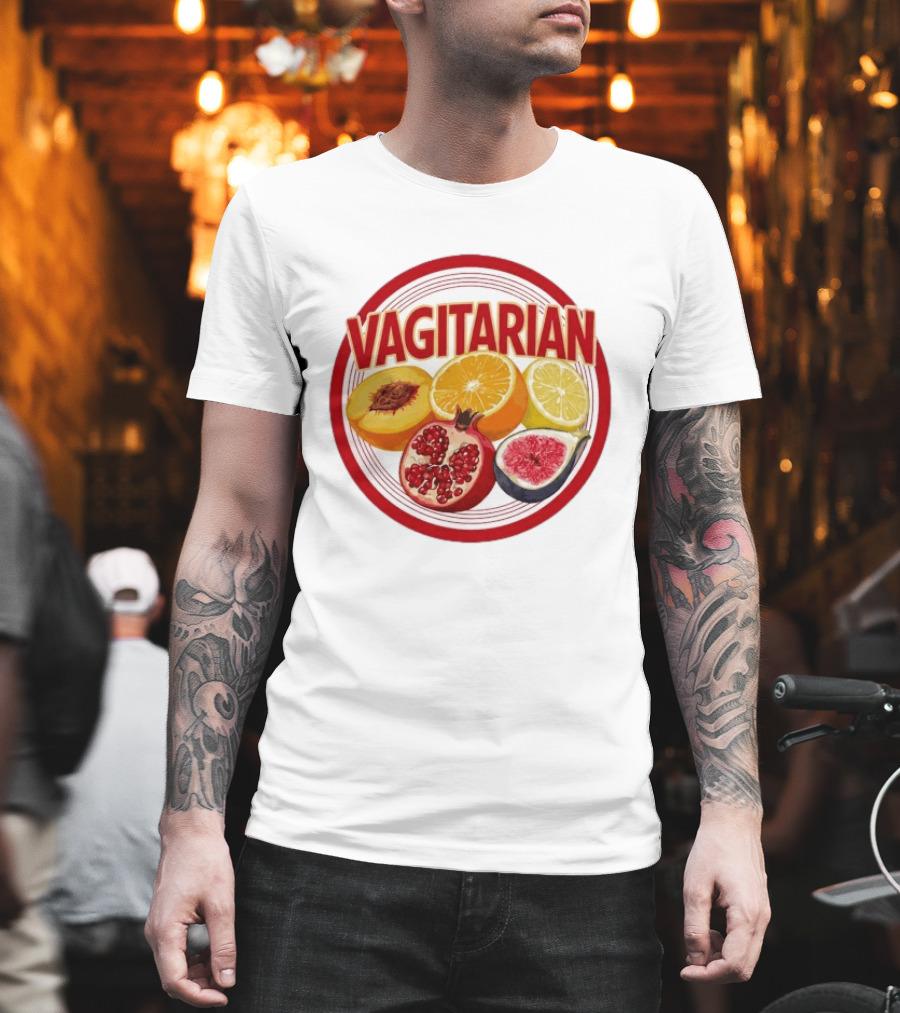 Vagitarian Pomegranate Orange Lemon Peach Fig Fruit Circle T-Shirt