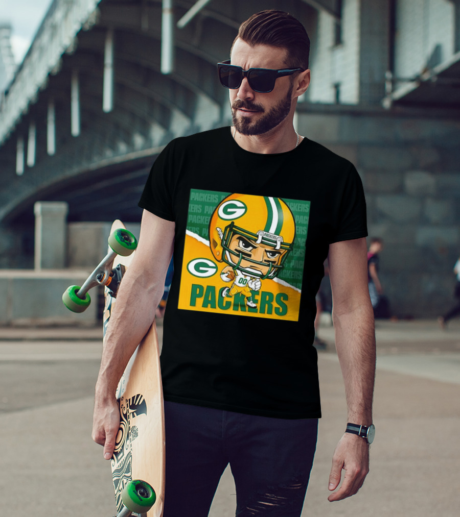 Green Bay Packers Chibi Player Helmet Packers T-Shirt