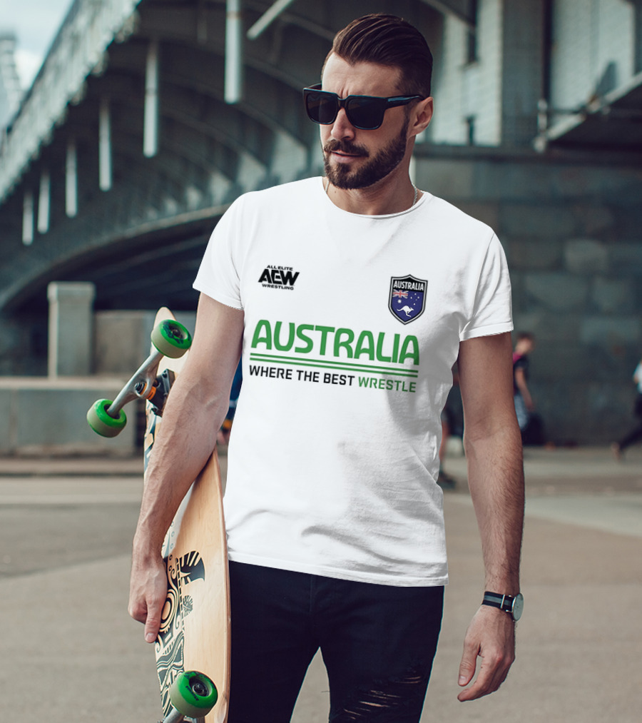 AEW Australia Where The Best Wrestle Iconic Shield T-Shirt