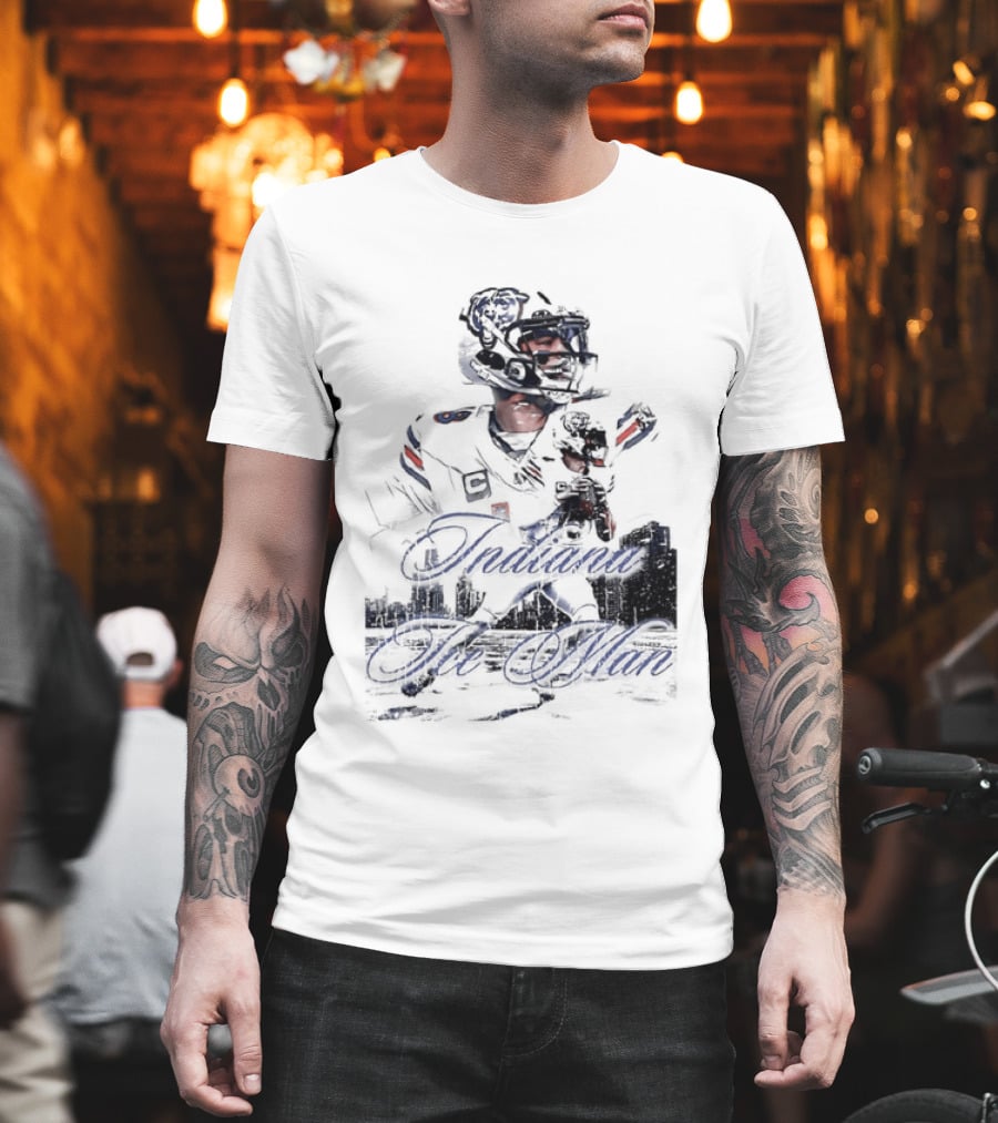 Caleb Williams Chicago Bears Indiana The Man Football Skyline T-Shirt