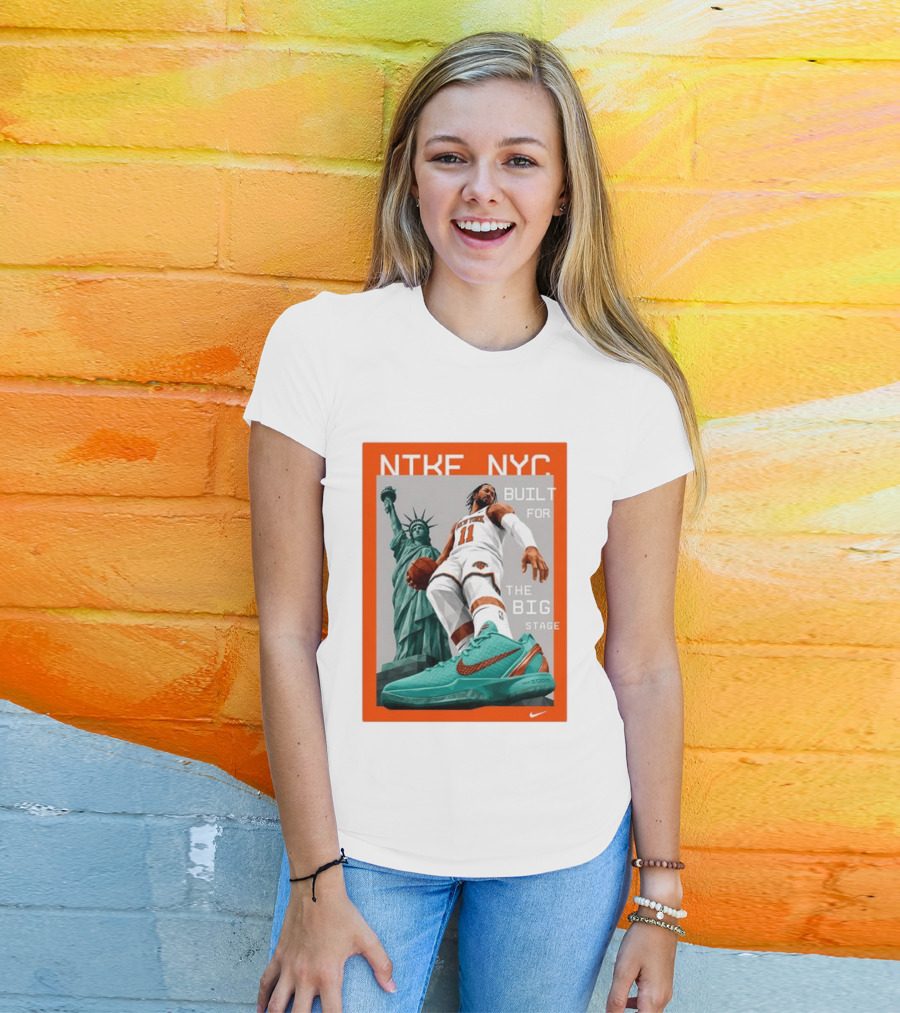 Jalen Brunson New York Knicks NTKE NYC Built For The Big Stage Statue Of Liberty Nike Zoom T-Shirt