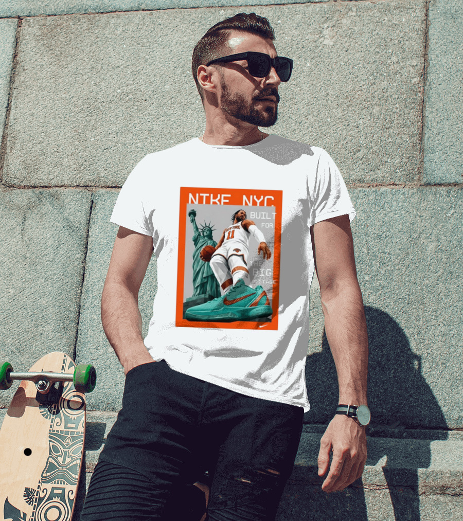 Jalen Brunson New York Knicks NTKE NYC Built For The Big Stage Statue Of Liberty Nike Zoom T-Shirt