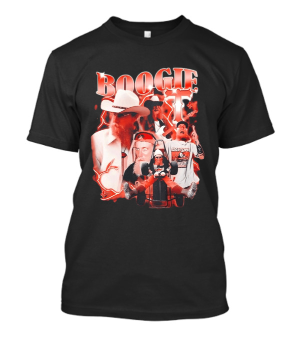 Boogie Get Faced Cowboy Hat Guitar Racing Collage T-Shirt