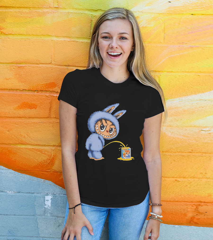 Labubu Peeing On Pop Figures Juice Box Fun Concept T-Shirt