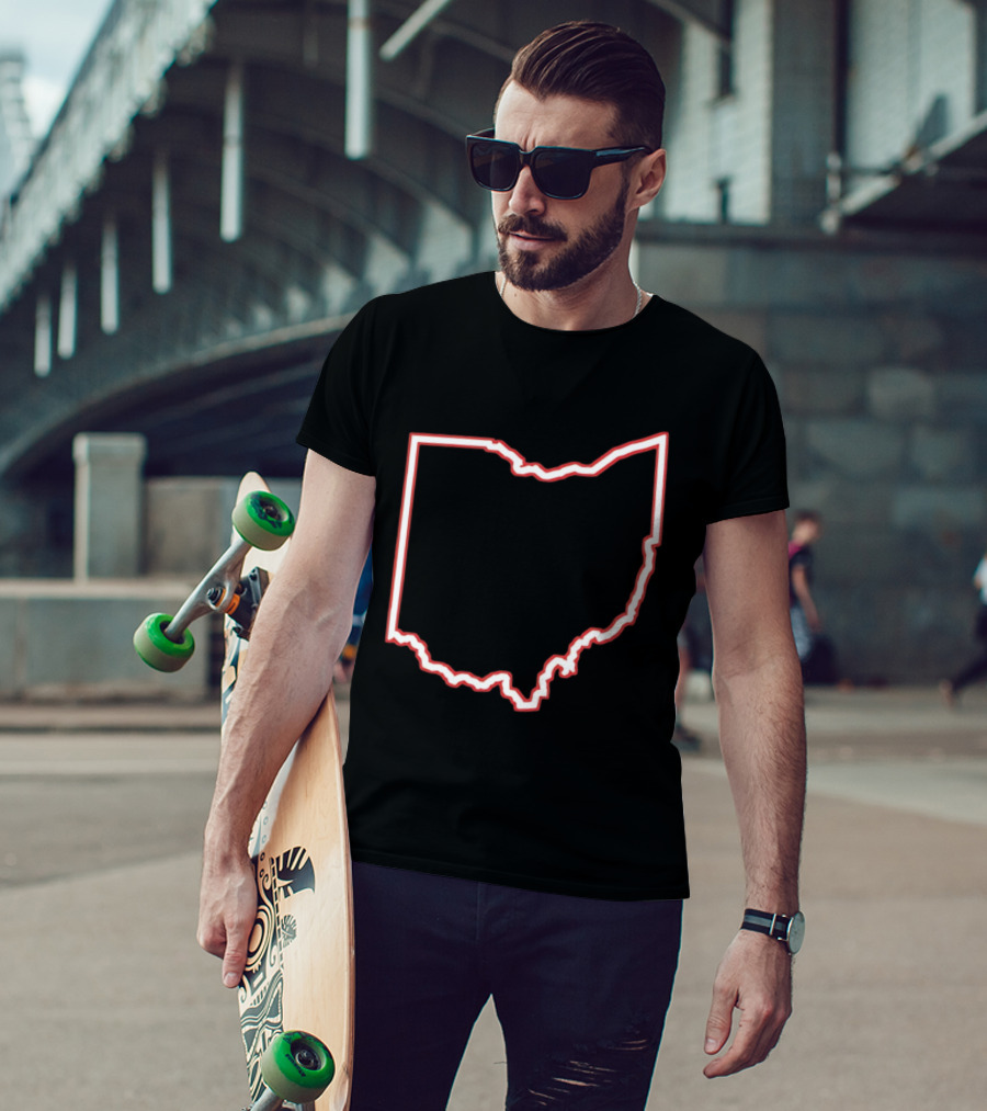 Ohio Outline Simple State Map Red T-Shirt