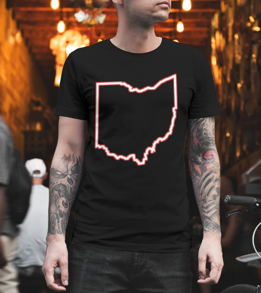 Ohio Outline Simple State Map Red T-Shirt