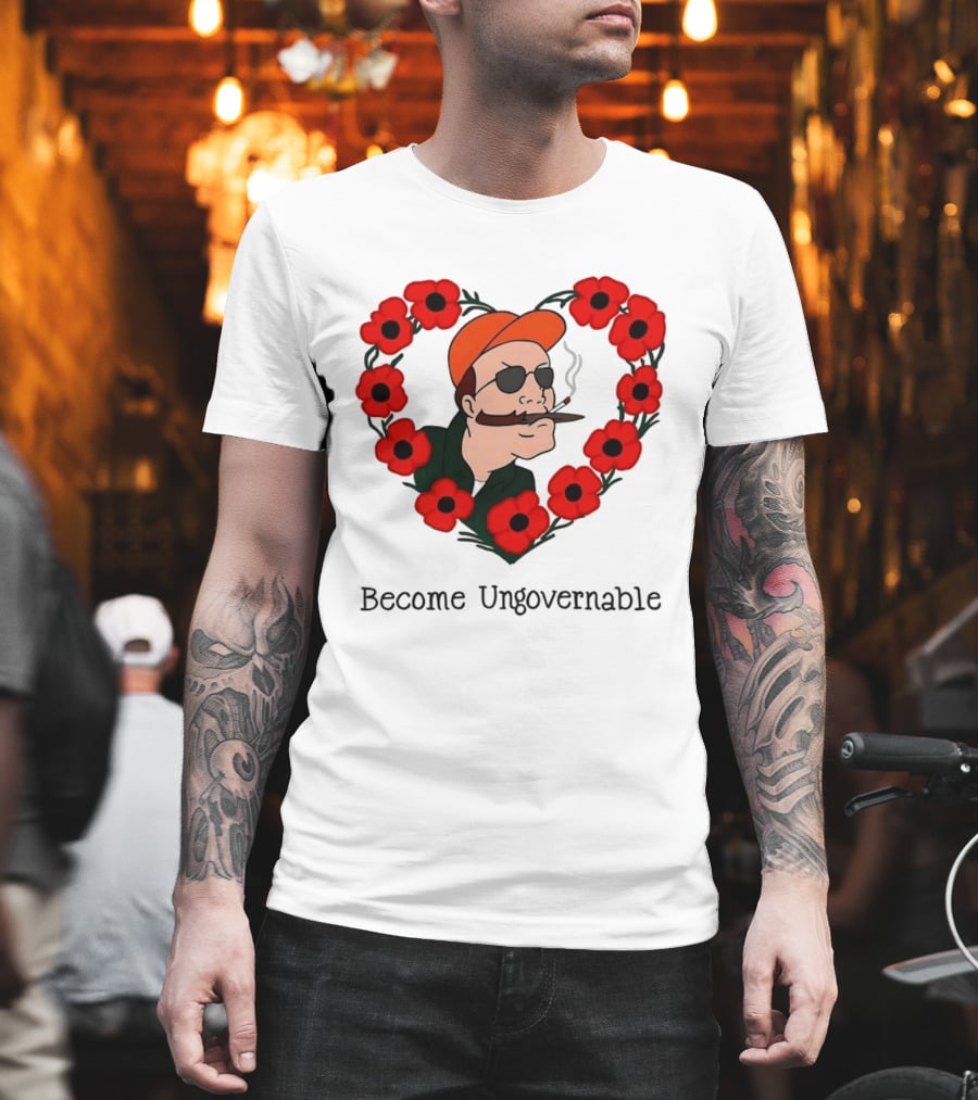 Become Ungovernable Dale Gribble King Of The Hill Red Flower Heart T-Shirt