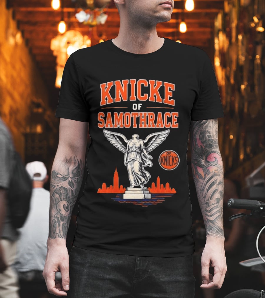Knicks Of Samothrace Winged Victory Statue Basketball Skyline T-Shirt