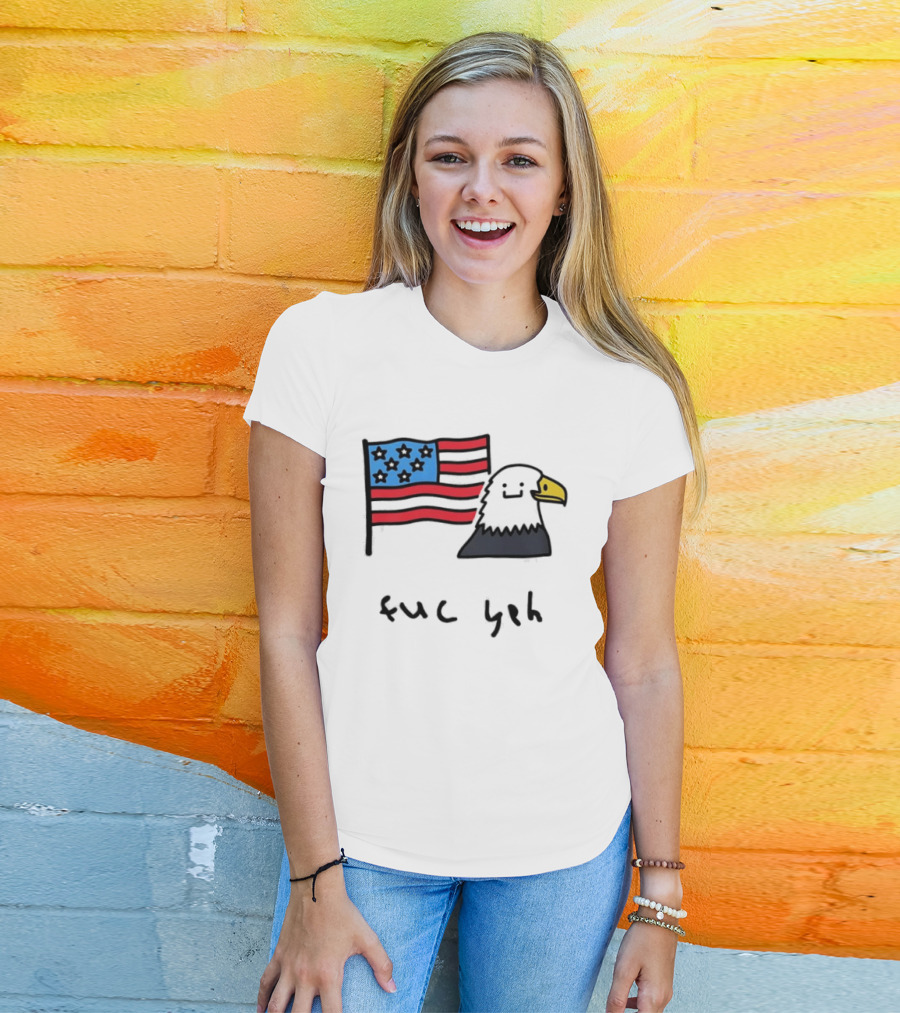 Bald Eagle United States Flag Patriotic Meme Fuc Yeh T-Shirt