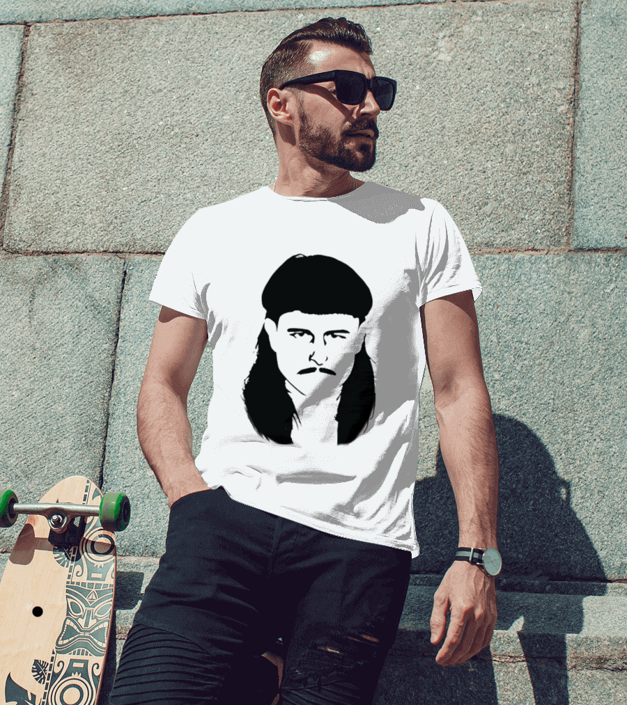 Oliver Tree Black And White Mullet And Mustache T-Shirt
