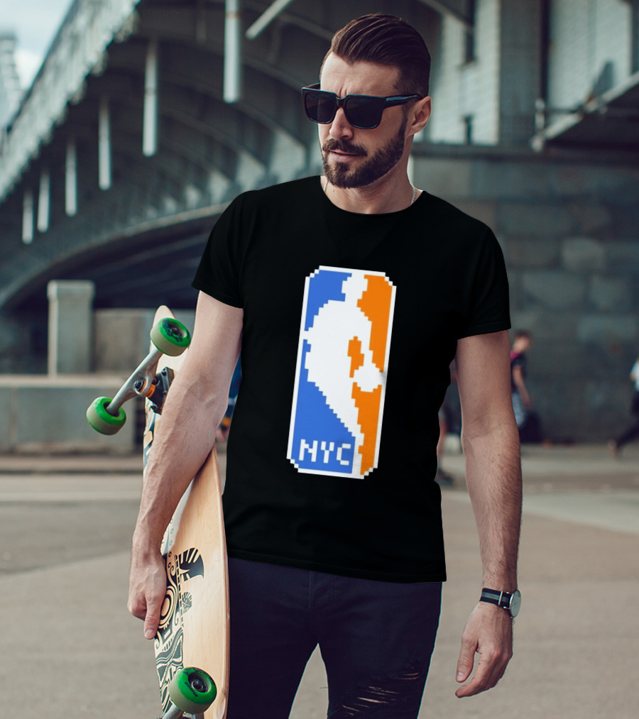 NYC NBA Pixel Logo Basketball T-Shirt