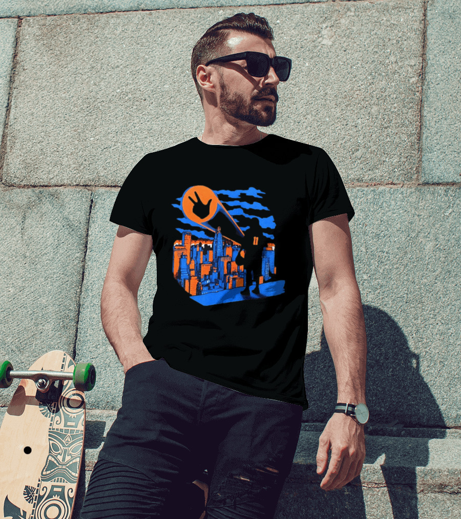 Jalen Brunson Three Points New York City Knicks NBA Basketball Player Skyline T-Shirt