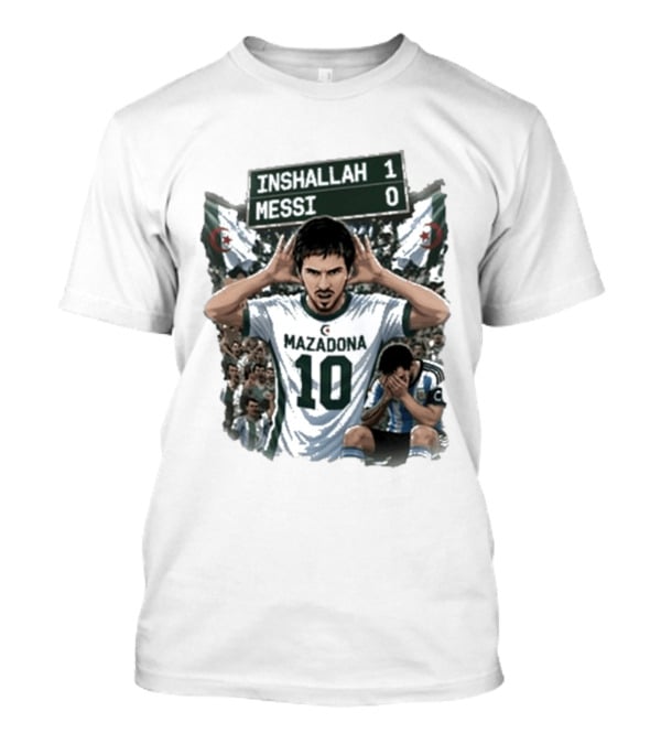 Khoubaib Kouas Inshallah 1 Messi 0 Mazadona Algeria Argentina T-Shirt