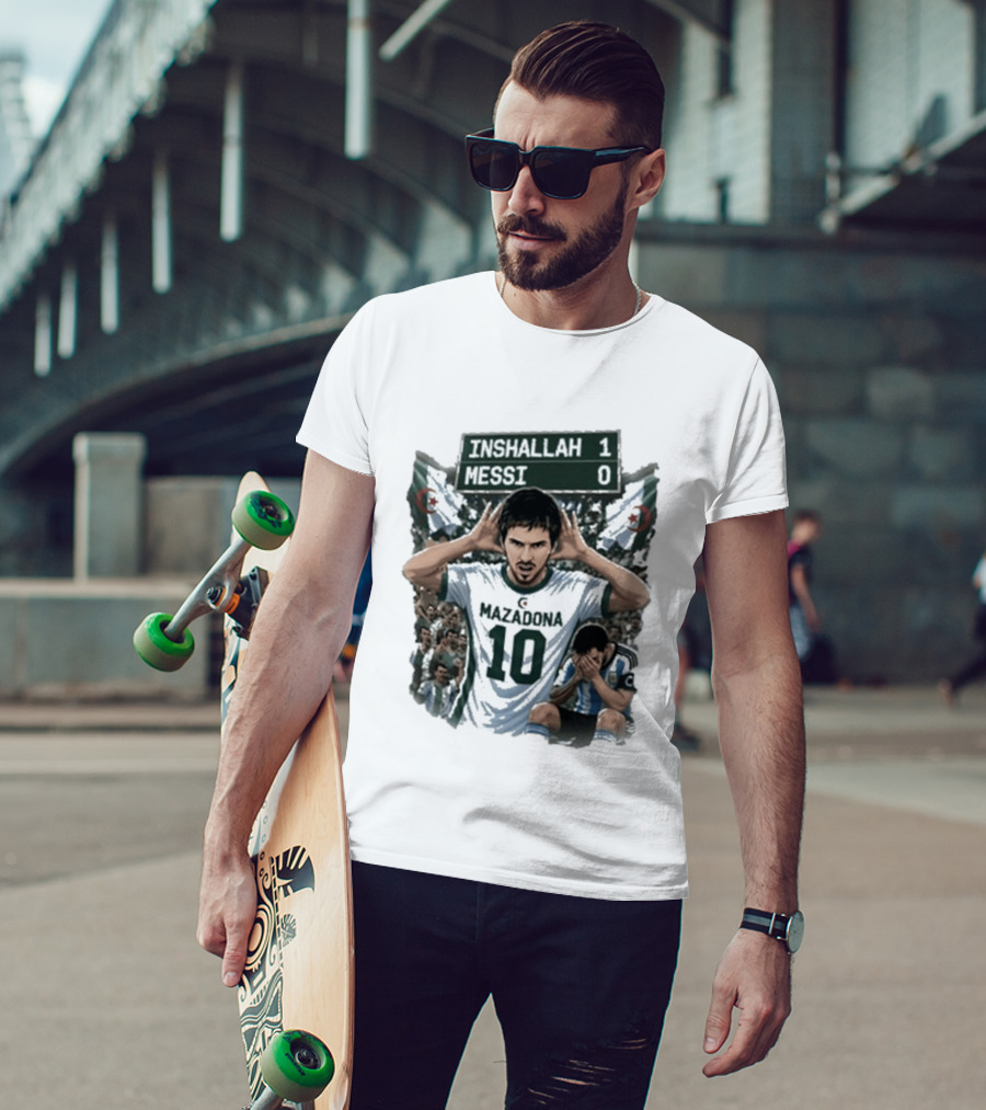 Khoubaib Kouas Inshallah 1 Messi 0 Mazadona Algeria Argentina T-Shirt