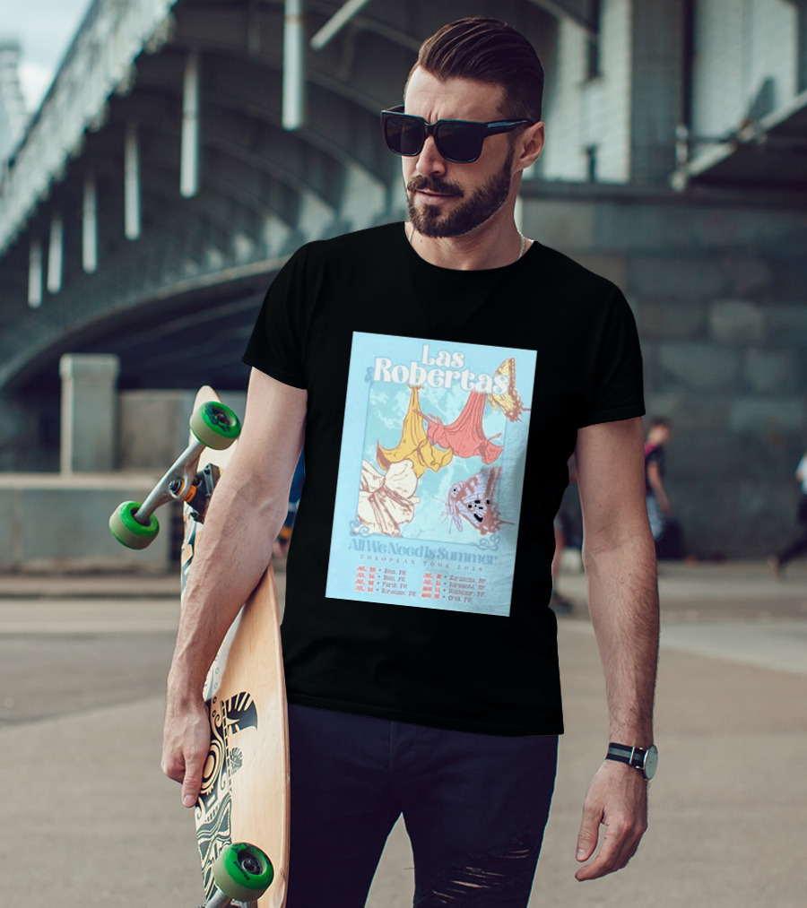 Las Robertas All We Need Is Summer European Tour 2026 Butterfly Floral T-Shirt