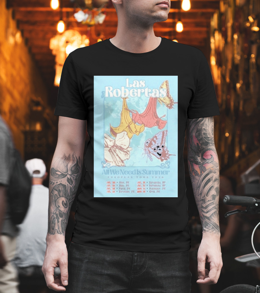 Las Robertas All We Need Is Summer European Tour 2026 Butterfly Floral T-Shirt