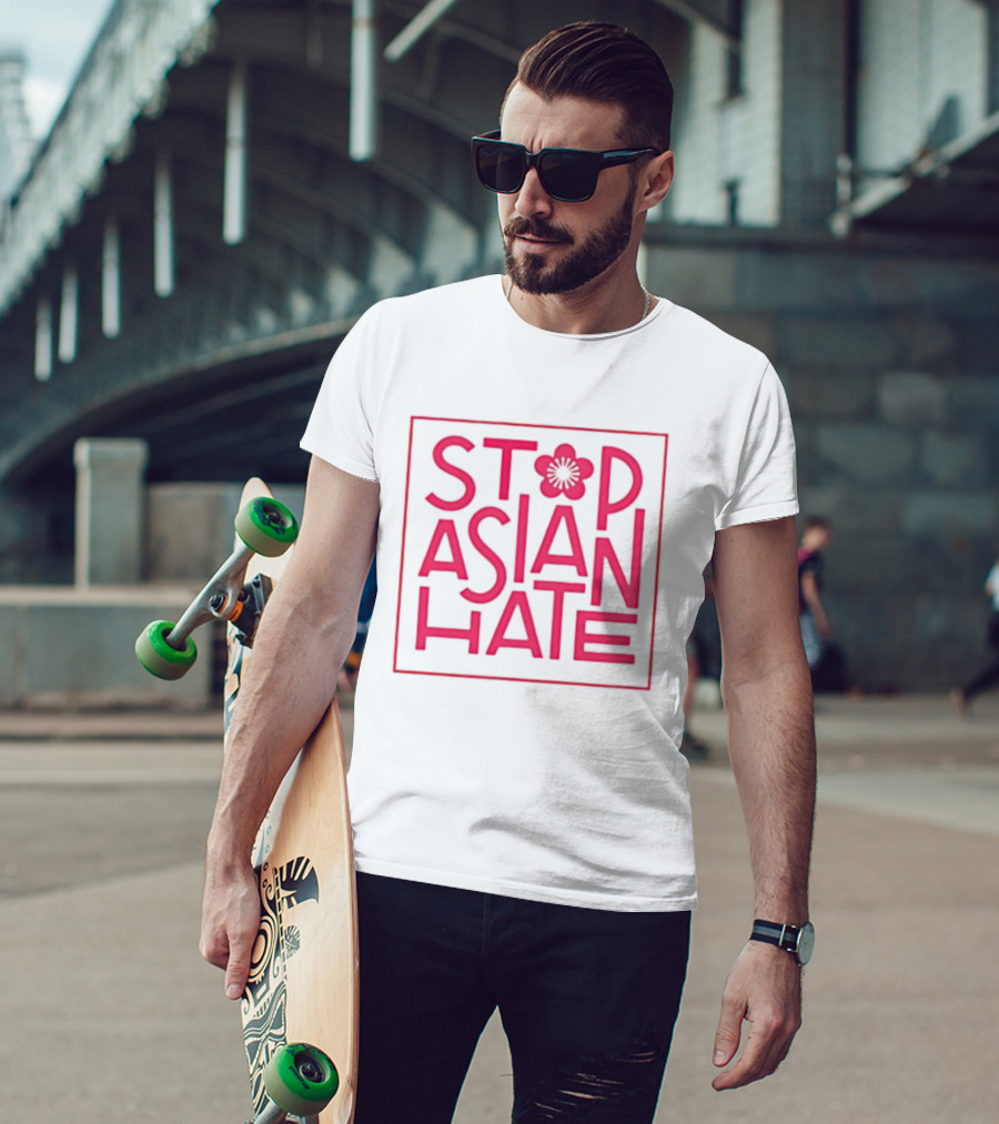 Stop Asian Hate Pink Blossom Flower Protest Activism T-Shirt