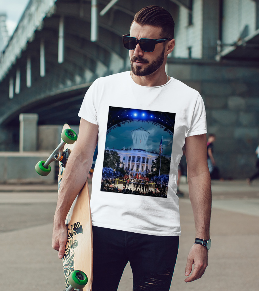 White House MMA Octagon Event Flyover American Flag Patriotic Display T-Shirt