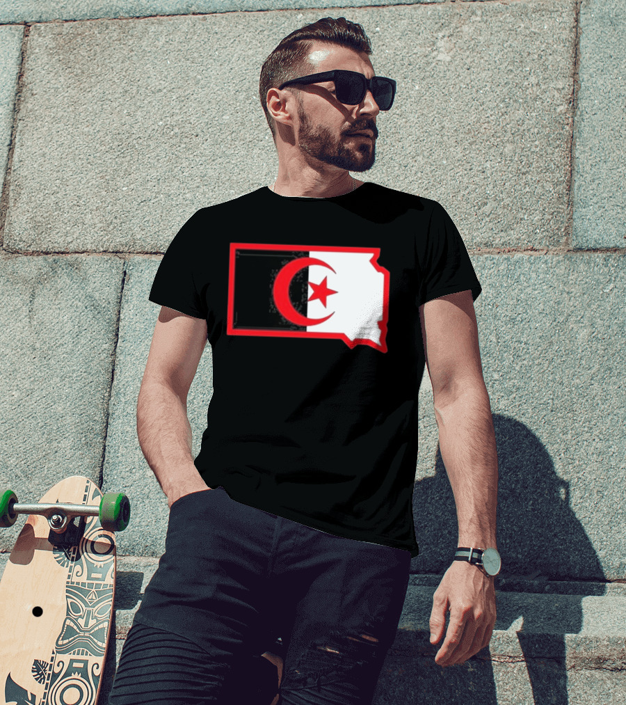 Lawrence Of Algeria South Dakota Flag Shape Crescent Star T-Shirt