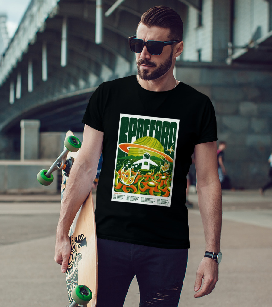 Spafford Summer Tour 26 Space Adventure Psychedelic Alien Astronaut Concert Dates And Locations T-Shirt