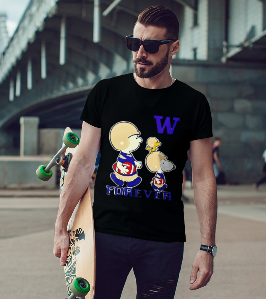 Peanuts Characters Football Players Washington Huskies W Forever T-Shirt