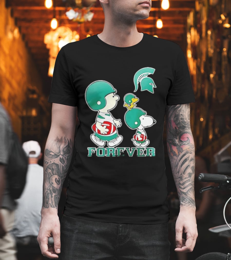 Peanuts Woodstock Charlie Brown Snoopy Michigan State Spartans Forever T-Shirt