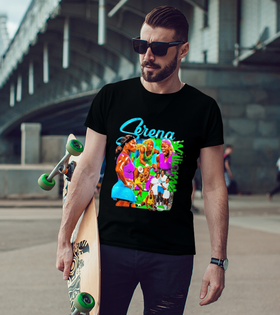 Serena Williams Vibrant Tennis Champion Collage T-Shirt
